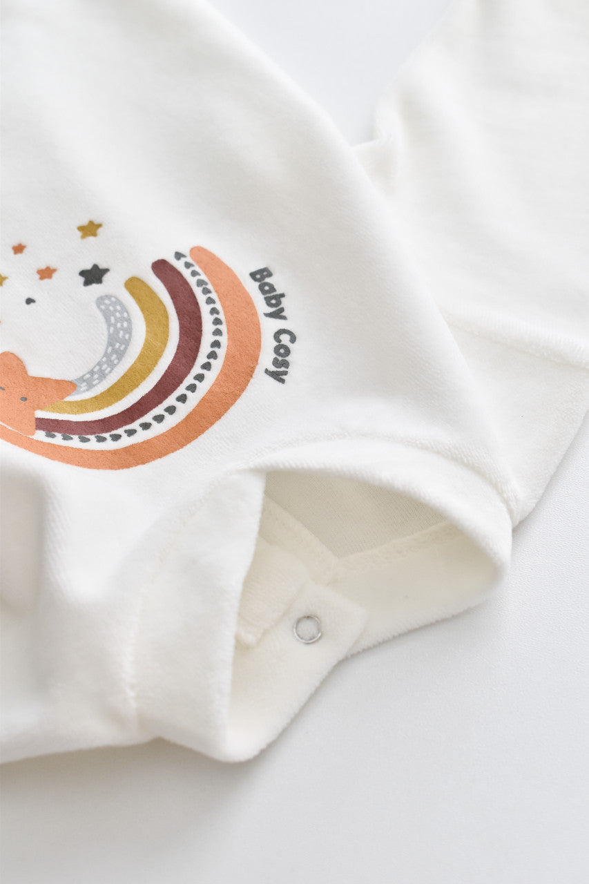 Salopeta Curcubeu cu maneca lunga si botosei din 80%bumbac organic si 20% poliester - , BabyCosy